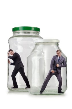 Cam Kavanoz içinde genç işadamı