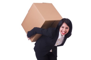 kutu üzerinde beyaz kadınla