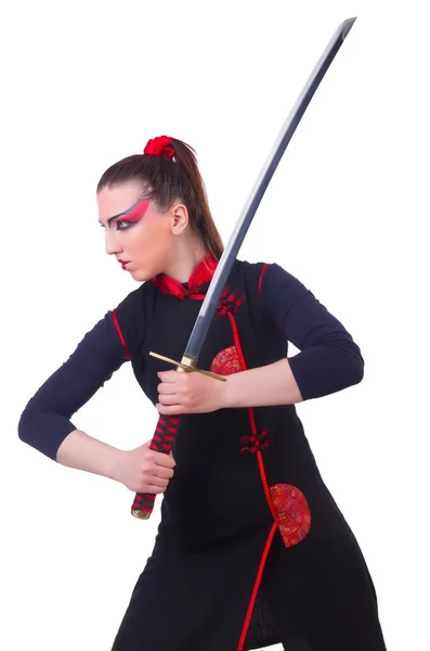 Donna in giapponese concetto di arte marziale — Foto Stock