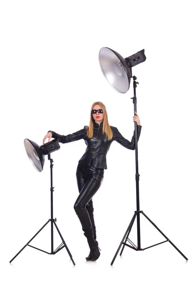 Model in the studio on white — Stock Photo, Image