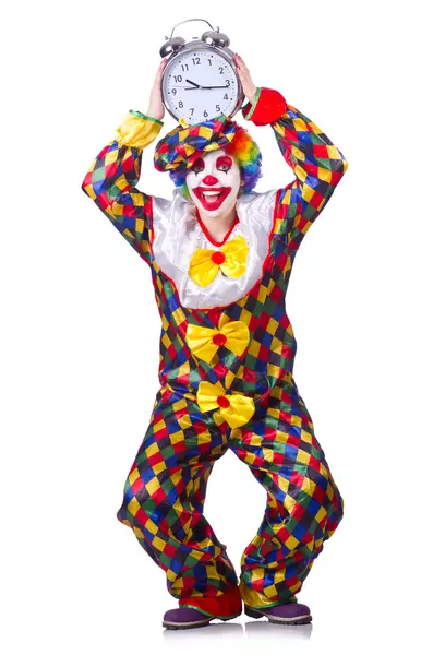 Lustiger Clown isoliert auf dem weißen — Stockfoto