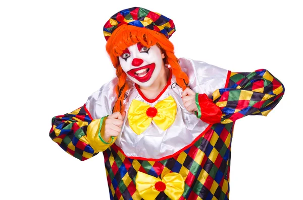 Clown in costume isolato su bianco — Foto Stock