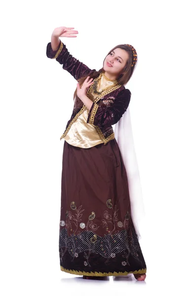 Jeune femme dansant danse azeri traditionnelle — Photo