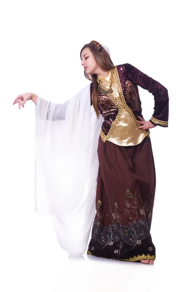 Jeune femme dansant danse azeri traditionnelle — Photo