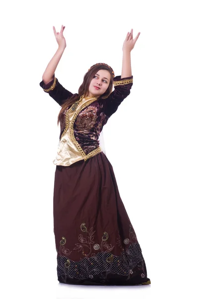 Jeune femme dansant danse azeri traditionnelle — Photo