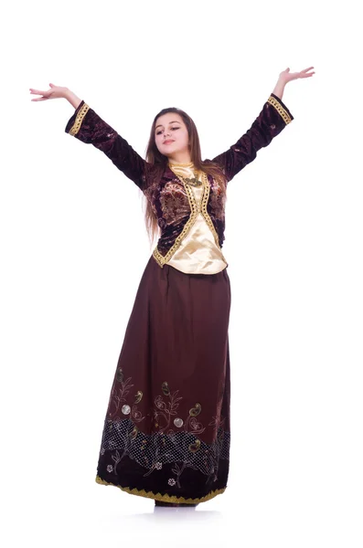 Jeune femme dansant danse azeri traditionnelle — Photo