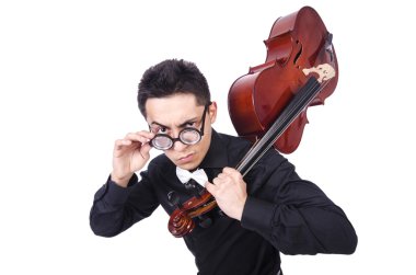 Beyaz kemanlı komik adam.