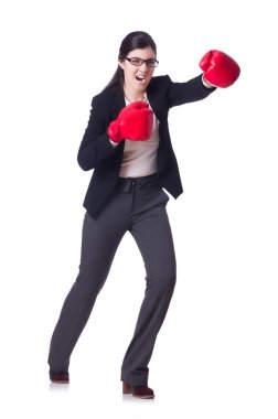 iş kadını beyaz boks konsepti