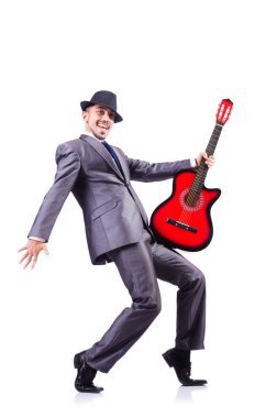 beyaz izole iş adamı quitar oyuncu