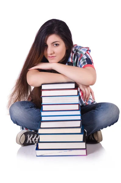 Joven estudiante aislada en blanco —  Fotos de Stock