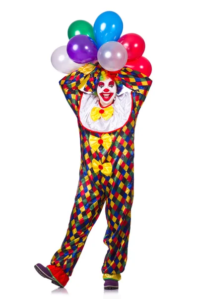 Lustiger Clown isoliert auf dem weißen — Stockfoto