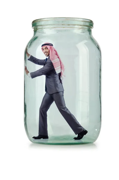 Арабські бізнесмен в скляну банку — стокове фото