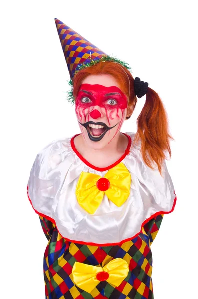 Clown in costume isolato su bianco — Foto Stock