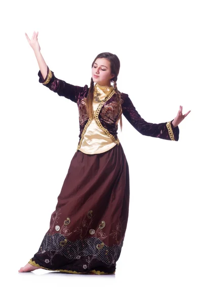 Jeune femme dansant danse azeri traditionnelle — Photo