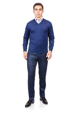 adam beyaz izole moda bakmak