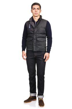 adam beyaz izole moda bakmak