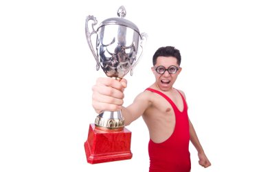 komik güreşçi üzerinde beyaz izole