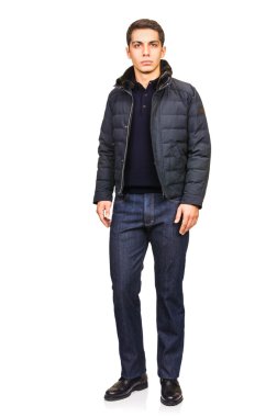 adam beyaz izole moda bakmak