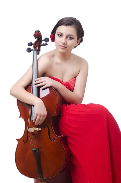 Молода дівчина зі скрипкою на білому — стокове фото