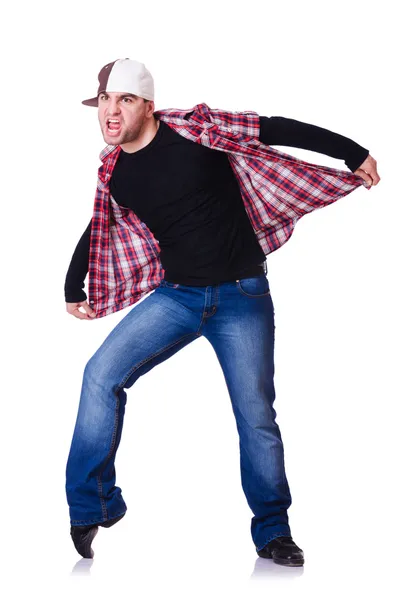 Man dancing modern dances on white — Stock Photo, Image