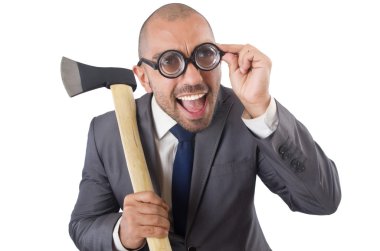 Beyaz baltalı komik iş adamı.