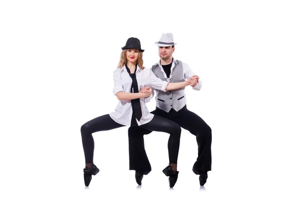 Pareja de bailarines bailando bailes modernos — Foto de Stock