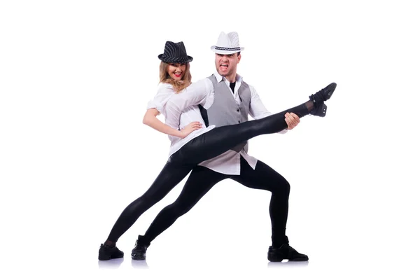 Pareja de bailarines bailando bailes modernos — Foto de Stock