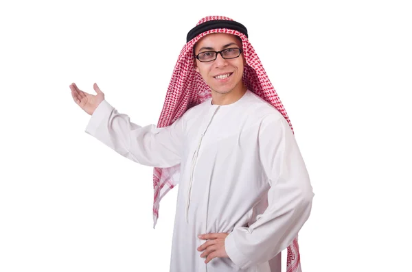 Hombre árabe joven aislado en blanco — Foto de Stock