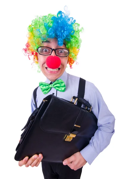 Clown affärsman isolerad på vitt — Stockfoto