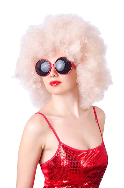 Cute woman in afro wig — Stock Photo, Image