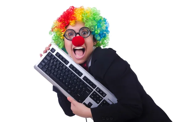 有趣的小丑，白色的键盘 — 图库照片