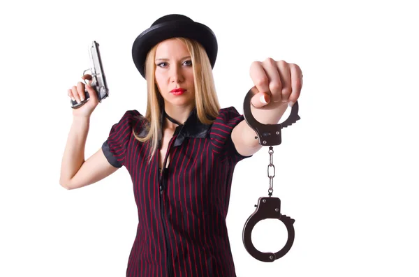 ผู้หญิงแก๊งสเตอร์ที่มีปืนและเงิน — ภาพถ่ายสต็อก