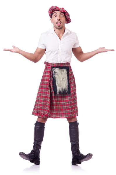 Funny scotsman dancing on white — Stock Photo, Image