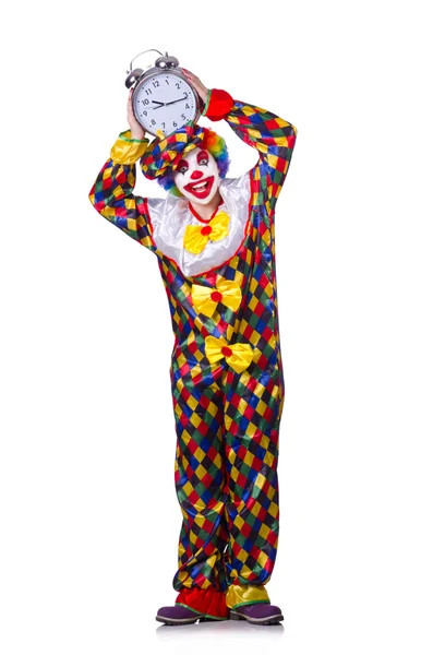 Grappige clown geïsoleerd op de witte — Stockfoto