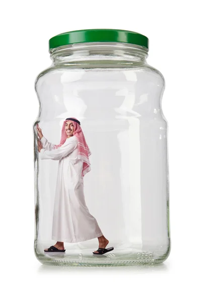 Arabischer Geschäftsmann im Glasgefäß — Stockfoto