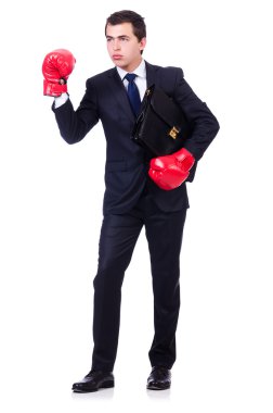 Genç işadamı beyazda izole edilmiş