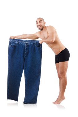 büyük boy kot konseptiyle diyet içinde adam