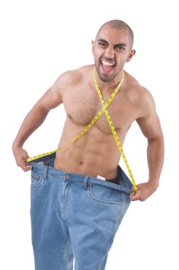 büyük boy kot konseptiyle diyet içinde adam