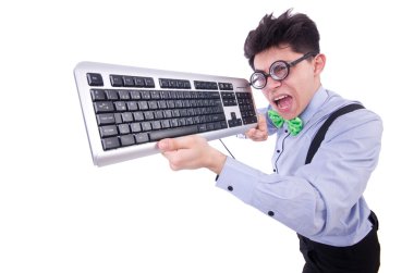 Komik konseptte bilgisayar manyağı.