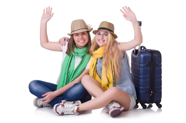 Pair of young students travelling — Stock Photo, Image