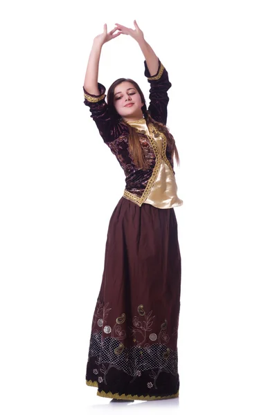 Jeune femme dansant danse azeri traditionnelle — Photo