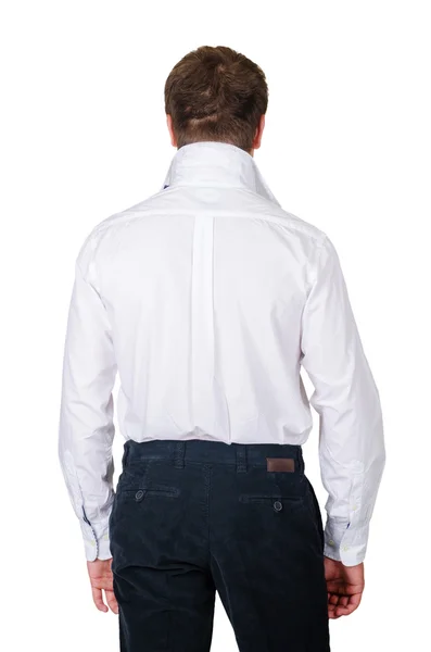 Modelo masculino com camisa isolada em branco — Fotografia de Stock