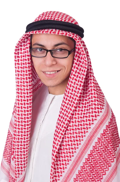 Młody arabski człowiek odizolowany na białym — Zdjęcie stockowe