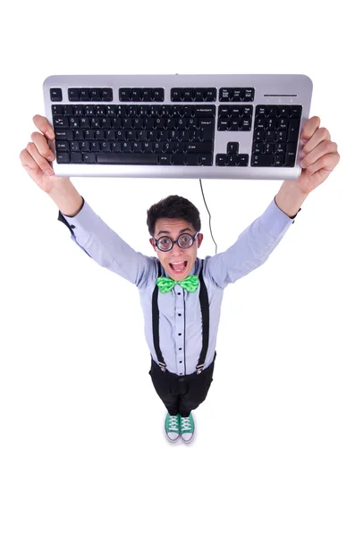 Computerfreak Nerd in lustigem Konzept — Stockfoto