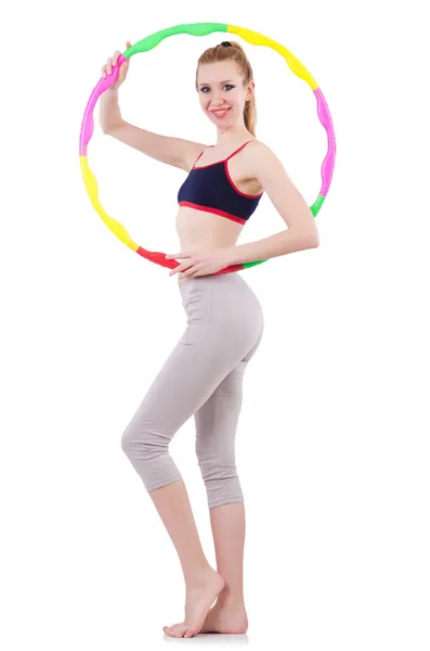 Mujer haciendo ejercicios con hula hoop —  Fotos de Stock