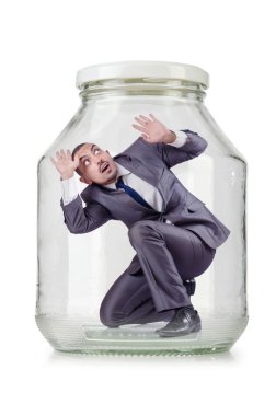 Cam Kavanoz içinde genç işadamı