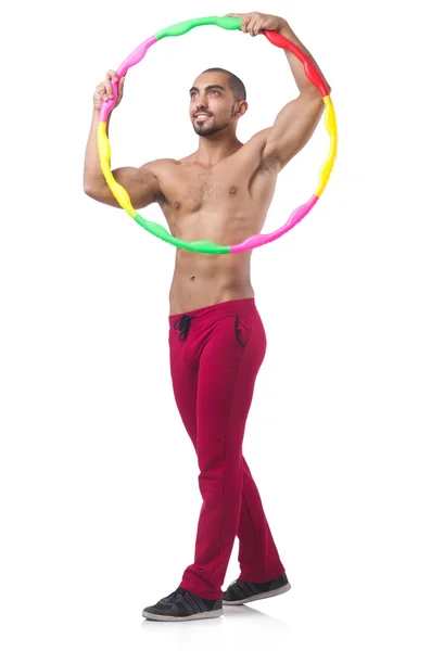 Hombre haciendo excesos con hula hoop —  Fotos de Stock