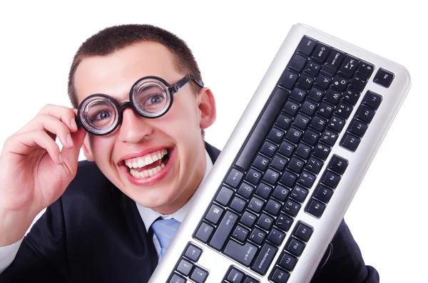 Computer geek nerd in grappig concept — Stockfoto