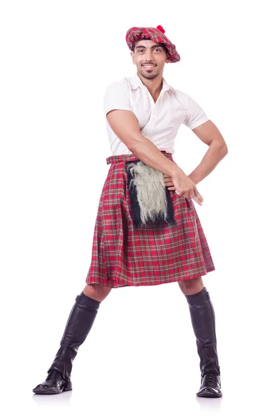 Funny scotsman dancing on white — Stock Photo, Image