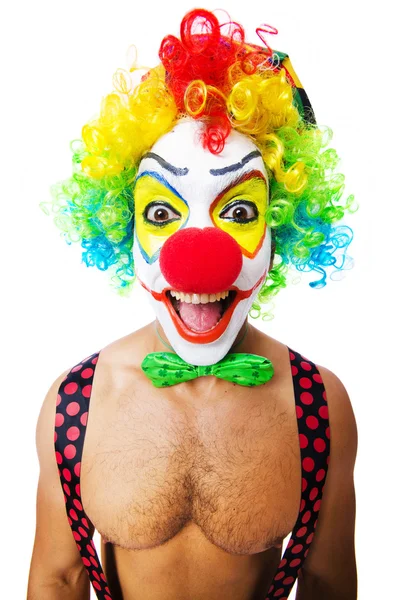 Lustiger Clown isoliert auf weiß — Stockfoto